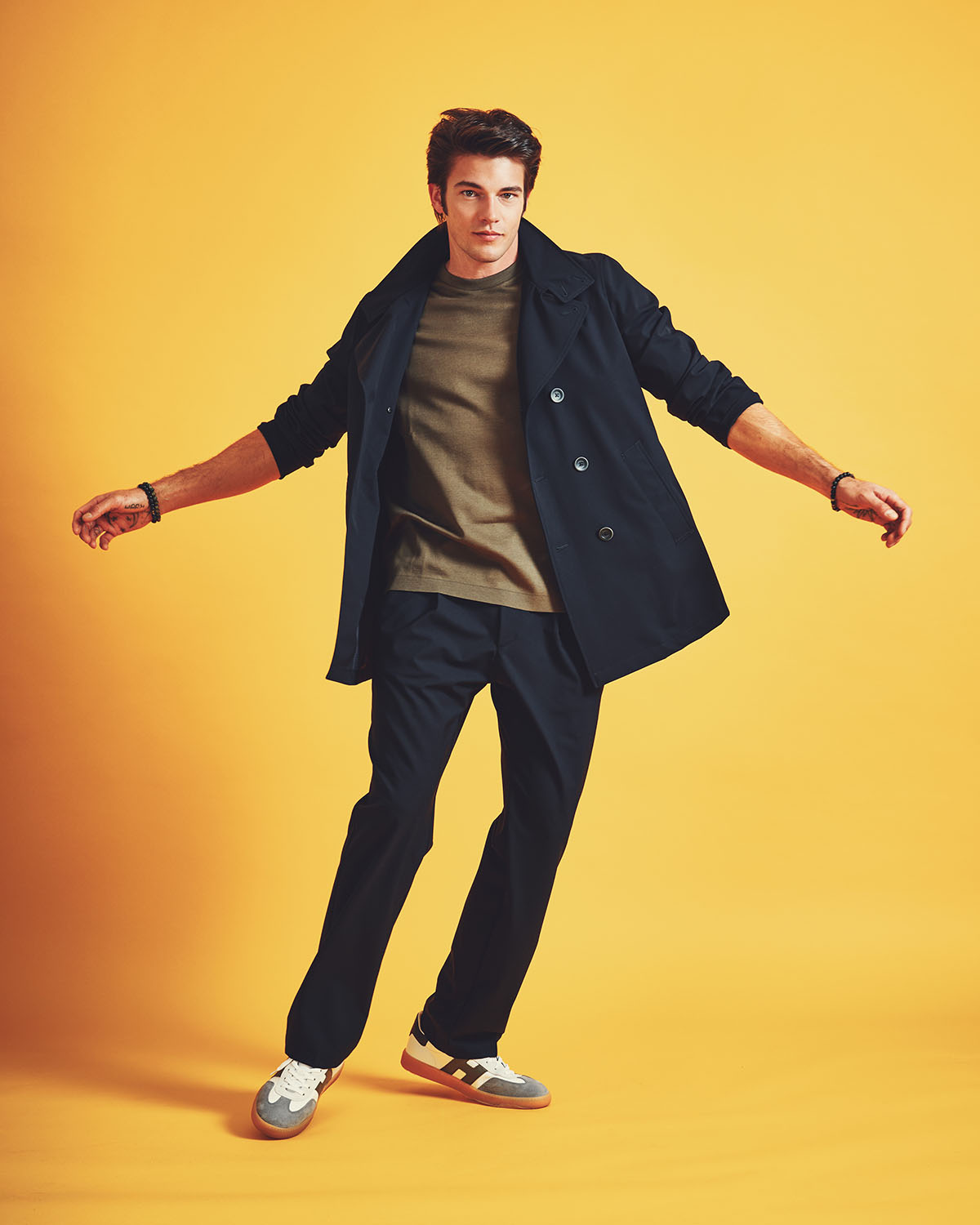 Caban Tech-Mantel Slim Fit wasserabweisend