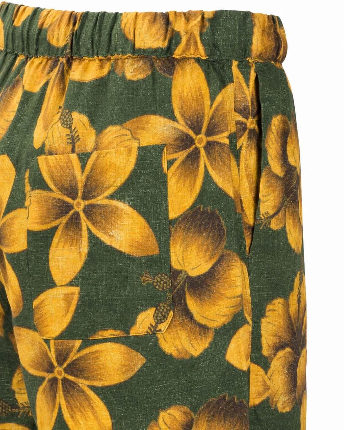 Leinen Bermuda Floral Relaxed Fit