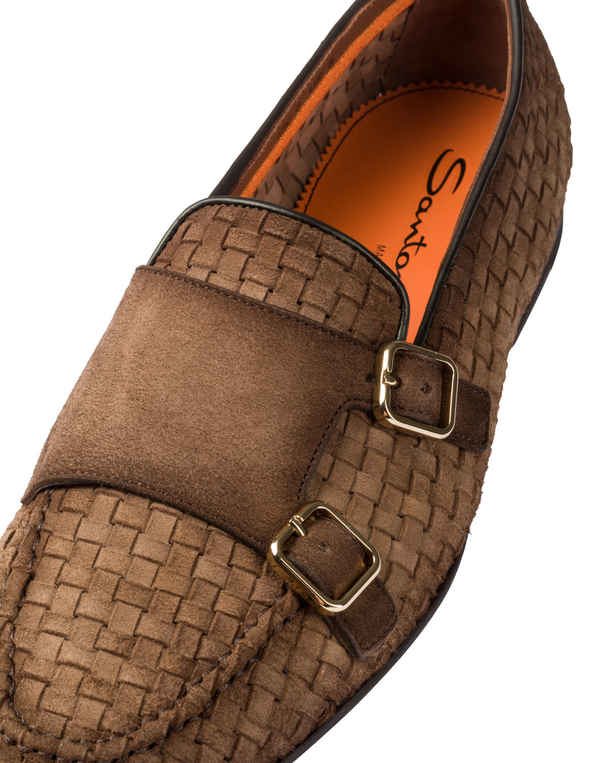Double Monk Woven Leather Leather Sole