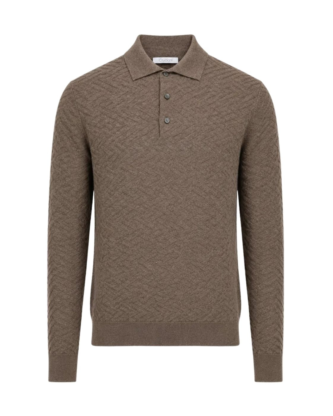 Long-Sleeved Polo Shirt in Wool and Cashmere