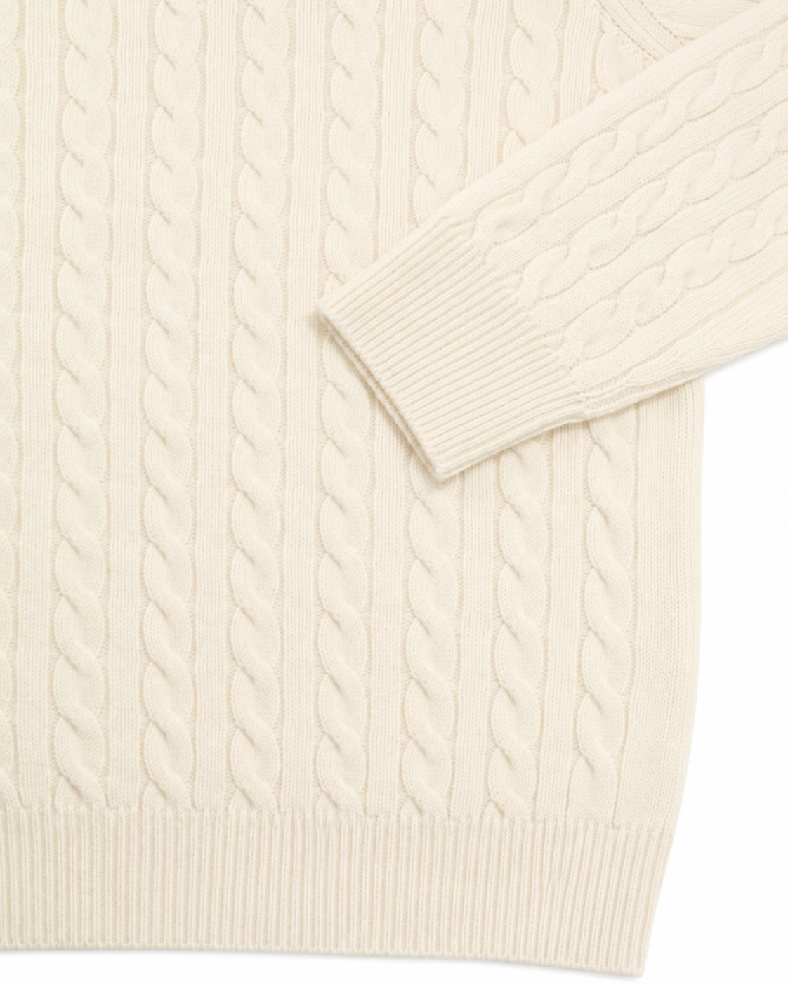 Cashmere crew-neck sweater with cable knit