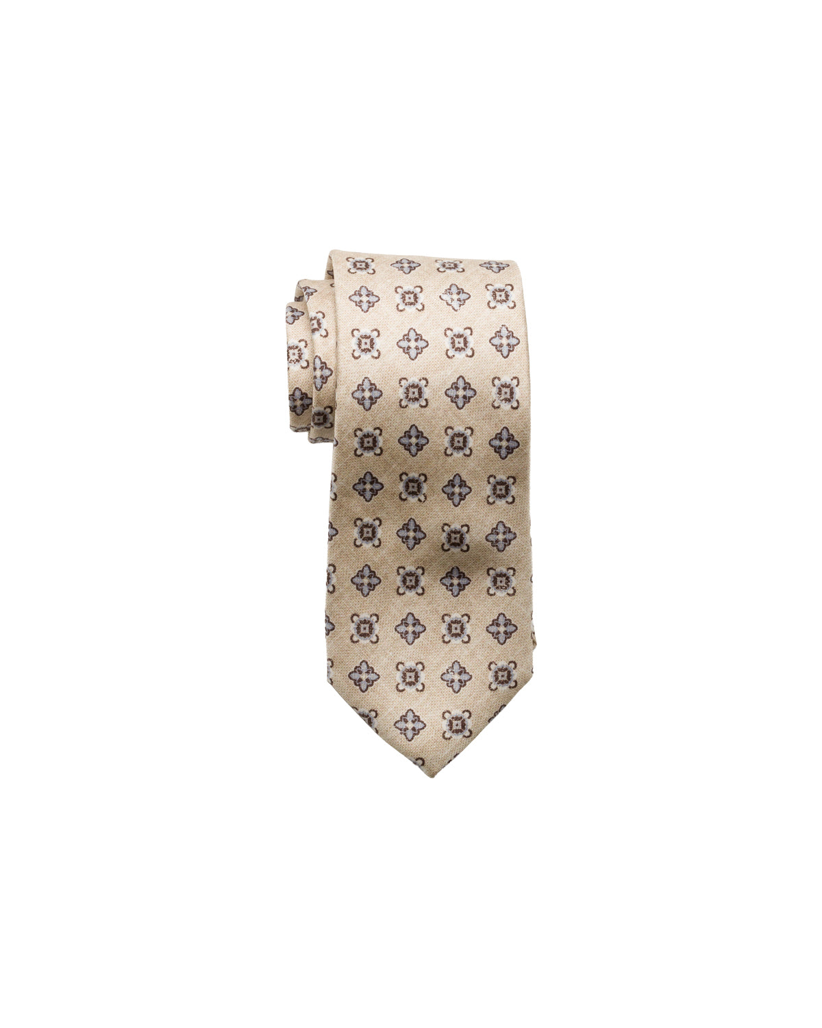 Silk tie with fine pattern, beige