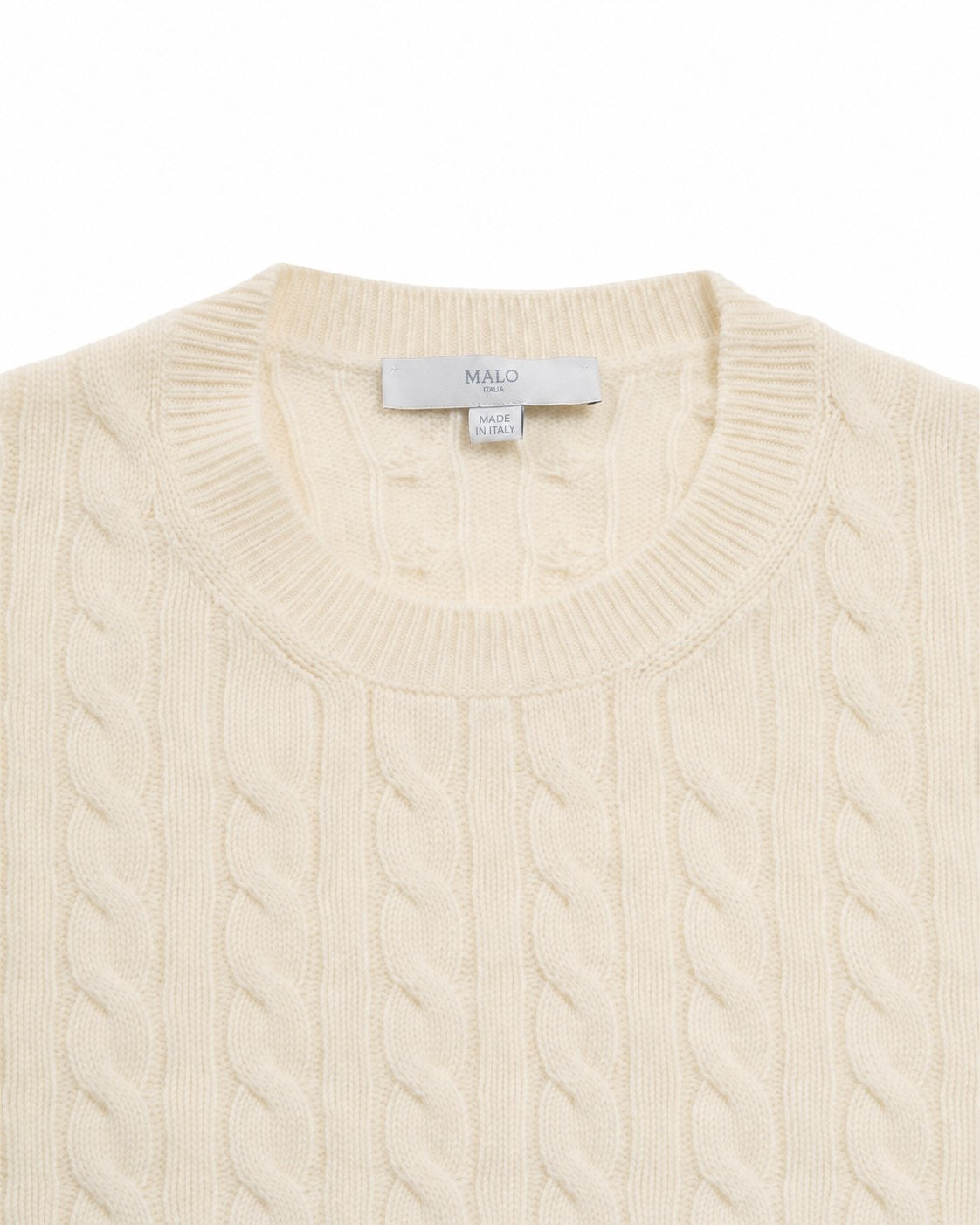 Cashmere crew-neck sweater with cable knit