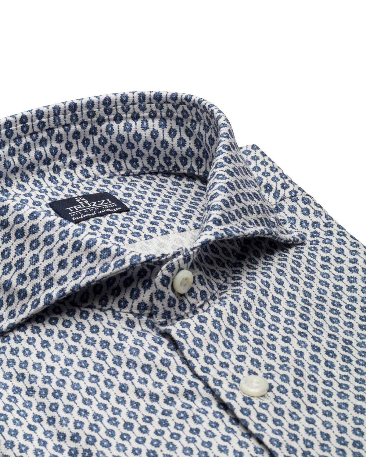 Cotton shirt with all-over pattern, slim fit