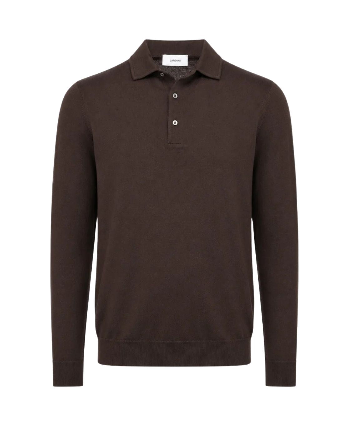 Fine Knit Long-Sleeve Merino Wool Polo Shirt