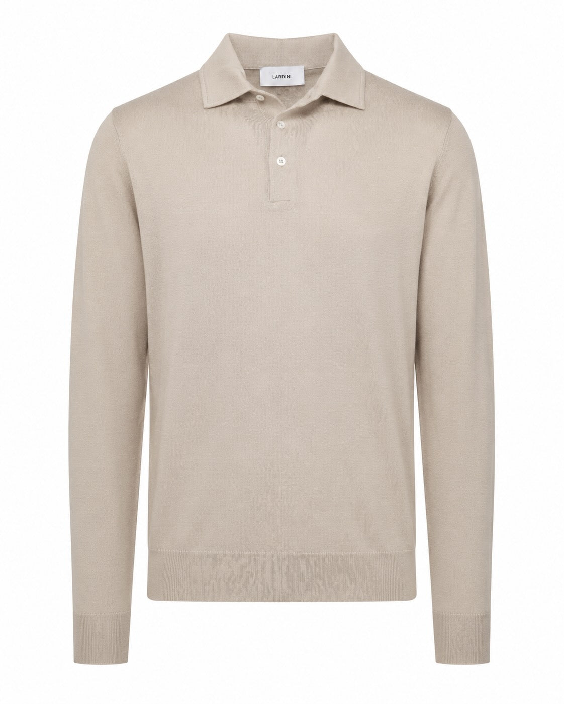 Feinstrick Langarm Poloshirt aus Schurwolle