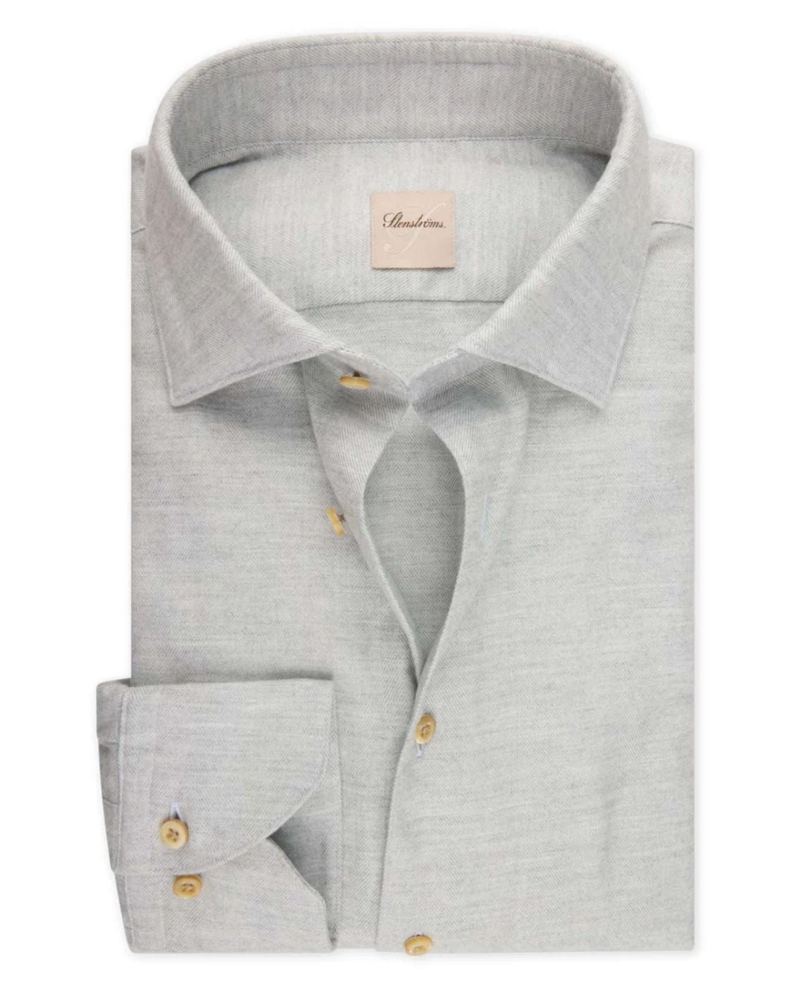Light grey cotton and Lyocell flannel shirt