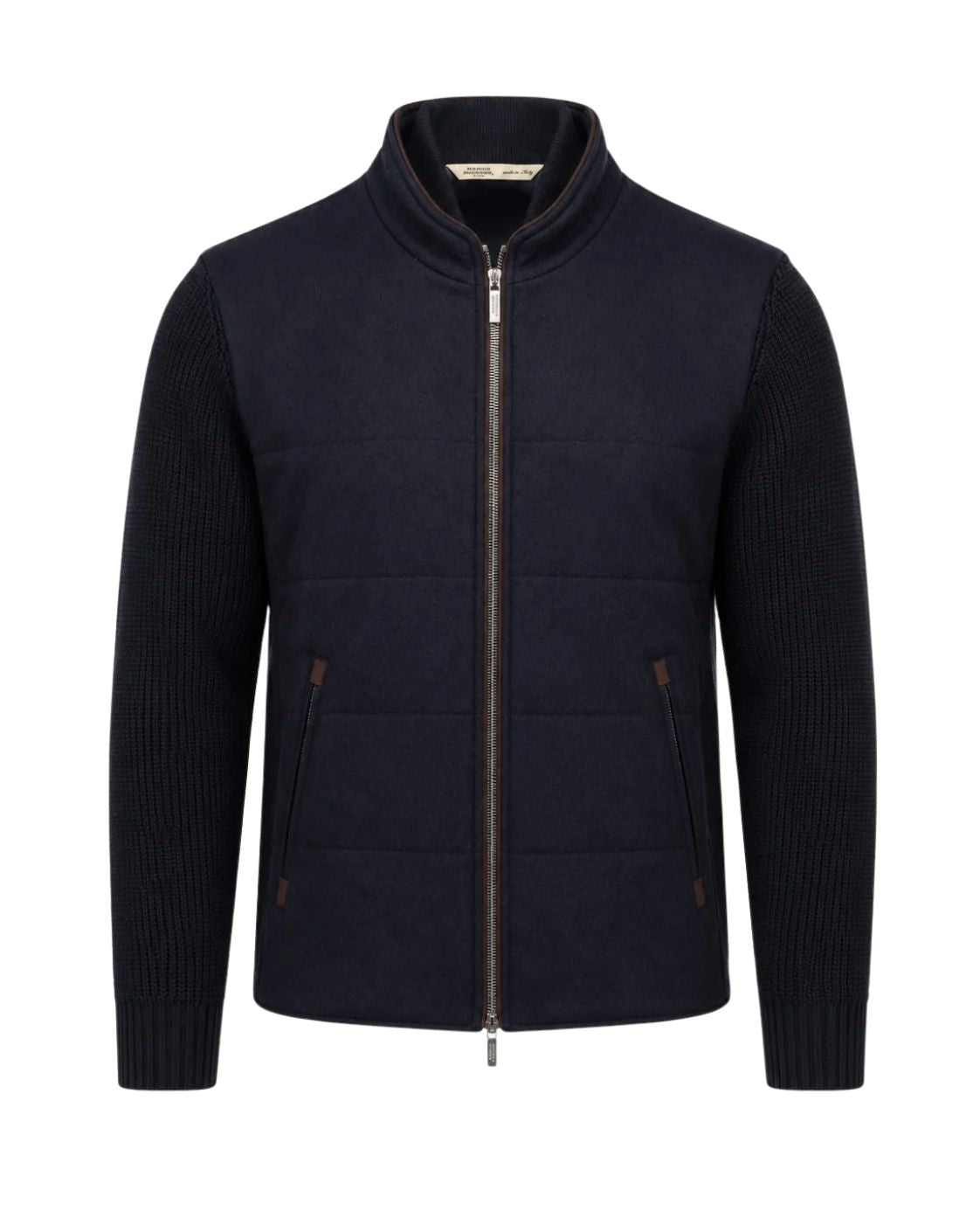 Dark blue slim-fit blouson in virgin wool