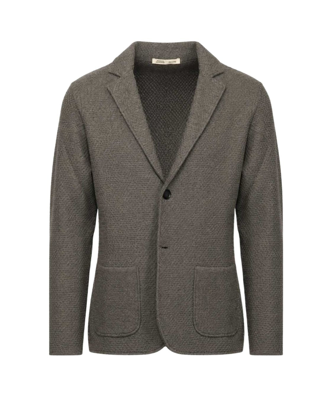Grey Knitted Blazer in Virgin Wool in a Regular Fit