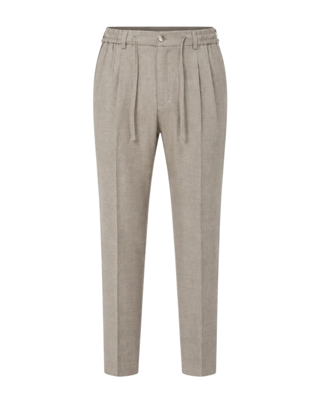 Pleated trousers made of virgin wool in beige