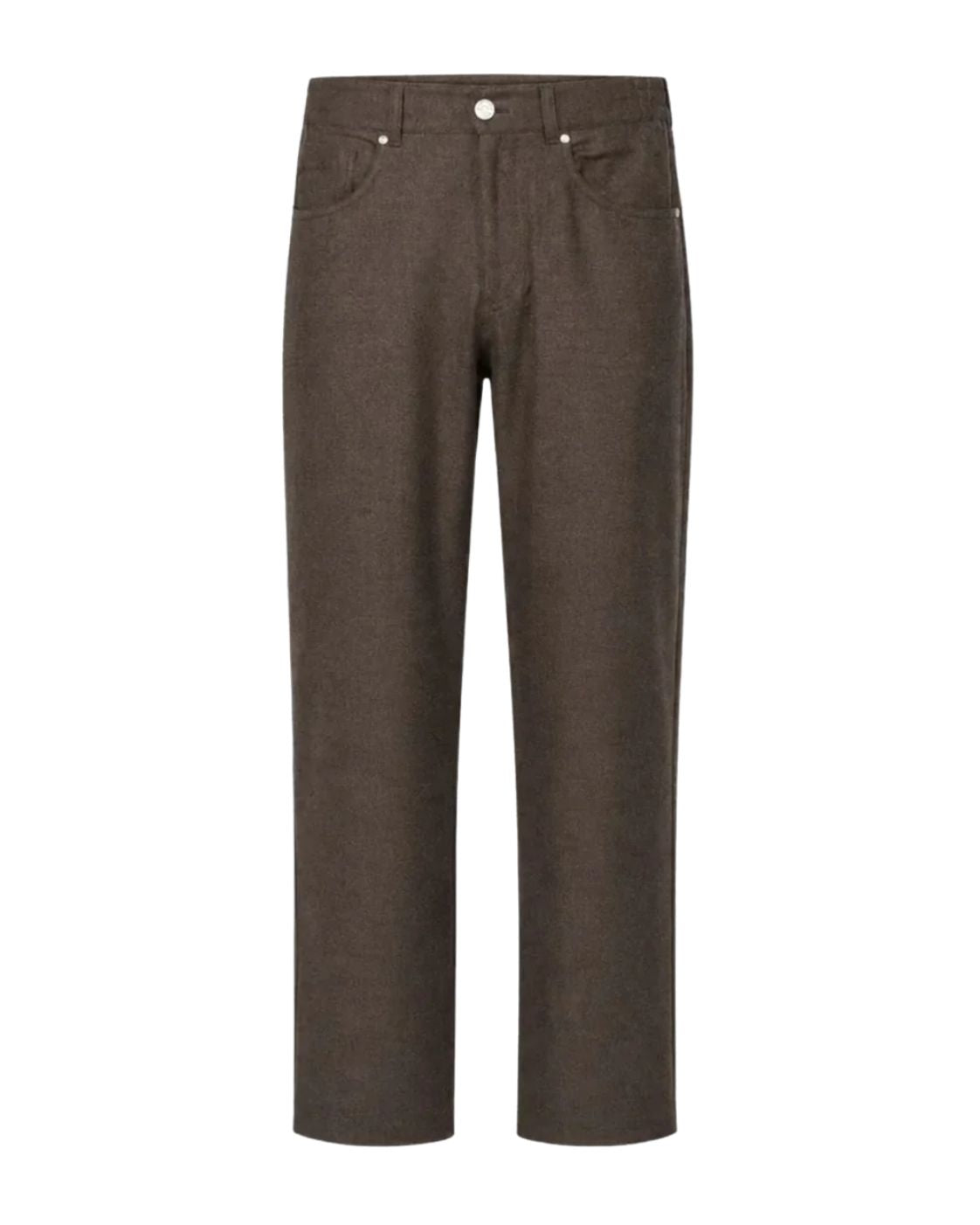 Brown 5-pocket trousers made from virgin wool