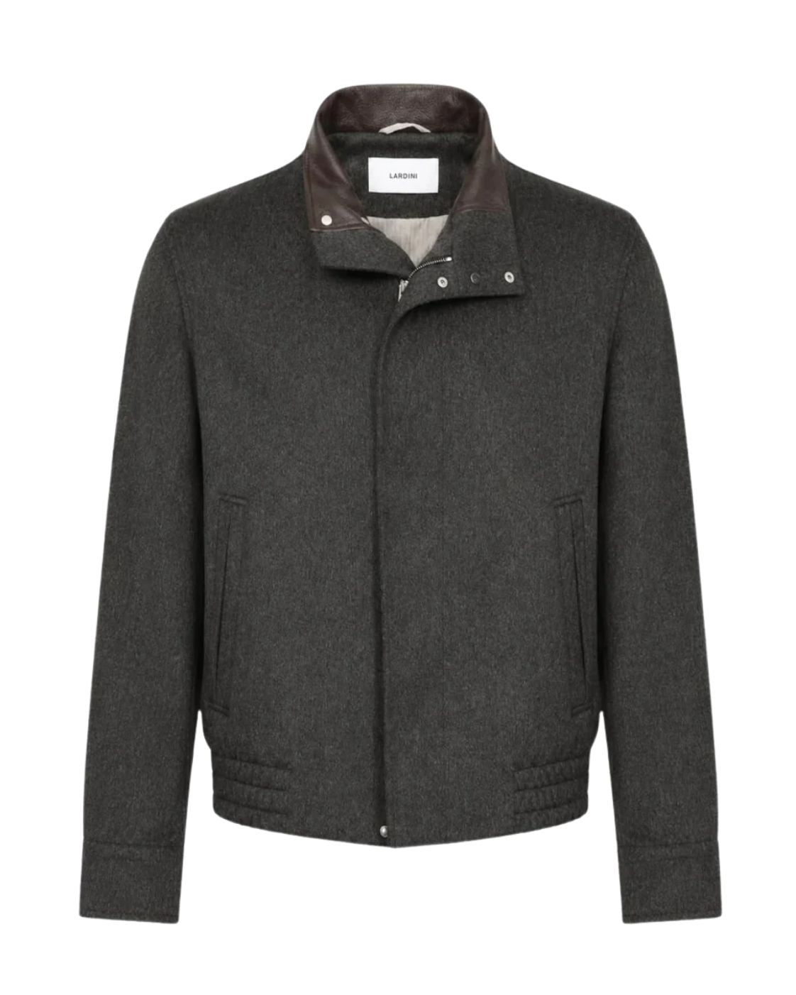 Lardini virgin wool bomber jacket with leather collar