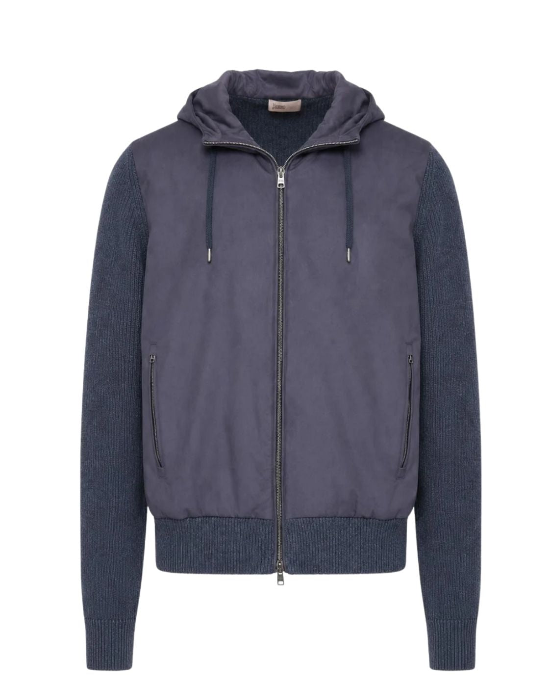 Wool cardigan with a suede-look finish