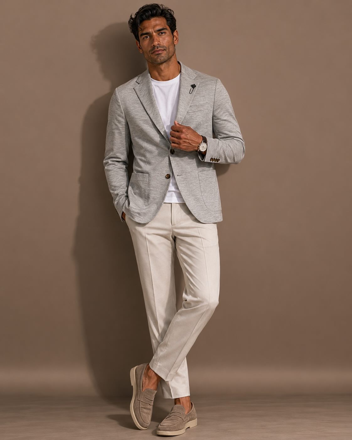 Baumwolljersey Sakko Slim Fit ungefüttert