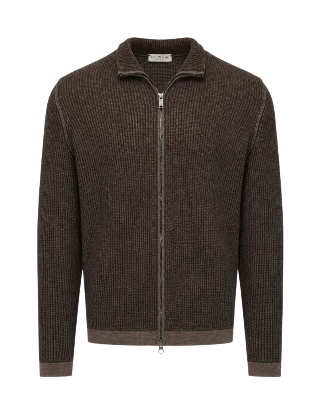 Dark brown merino wool and cotton cardigan