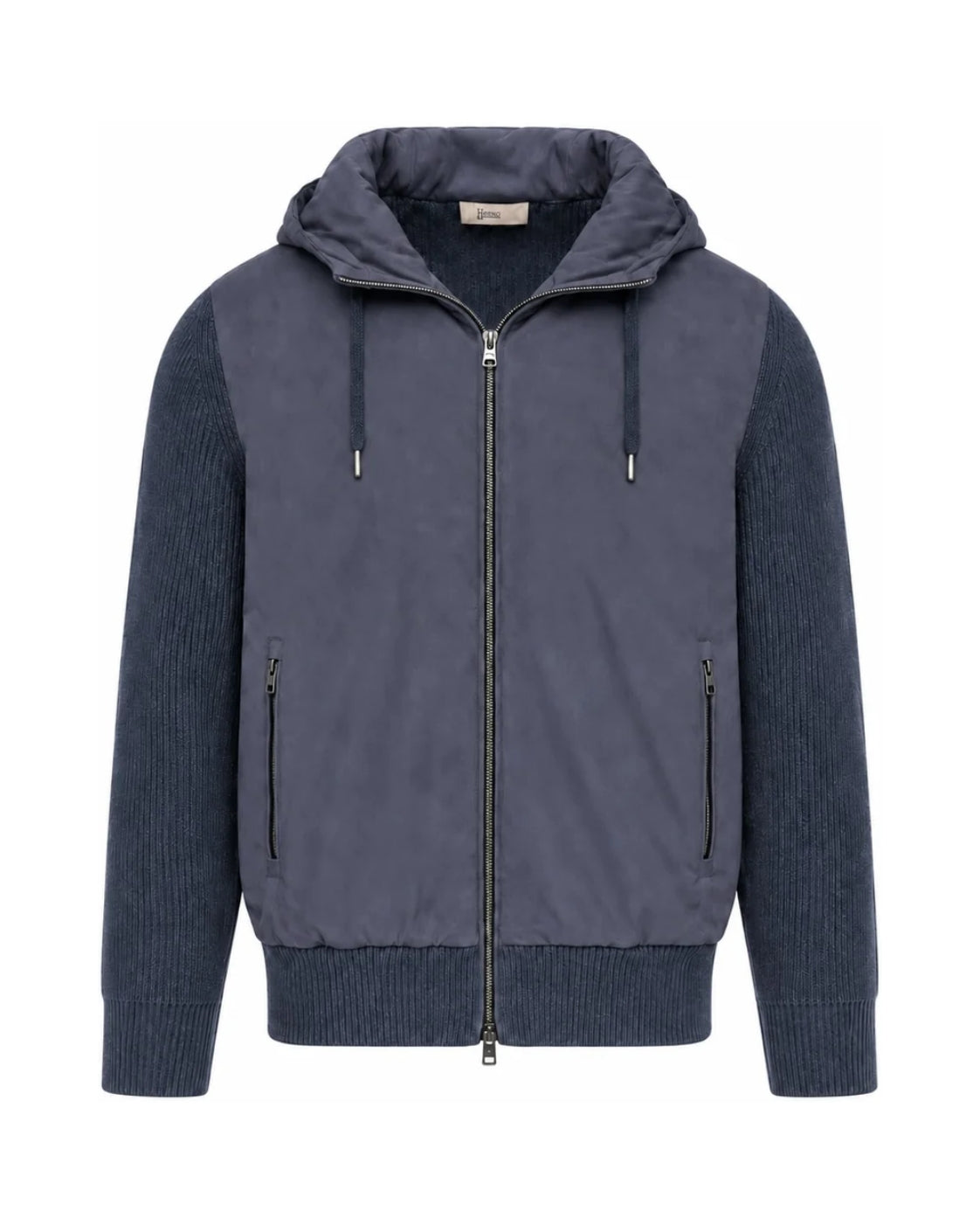 Wool cardigan with a suede-look finish