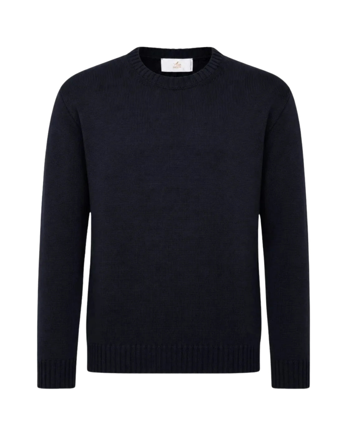 Dark blue merino wool round neck sweater