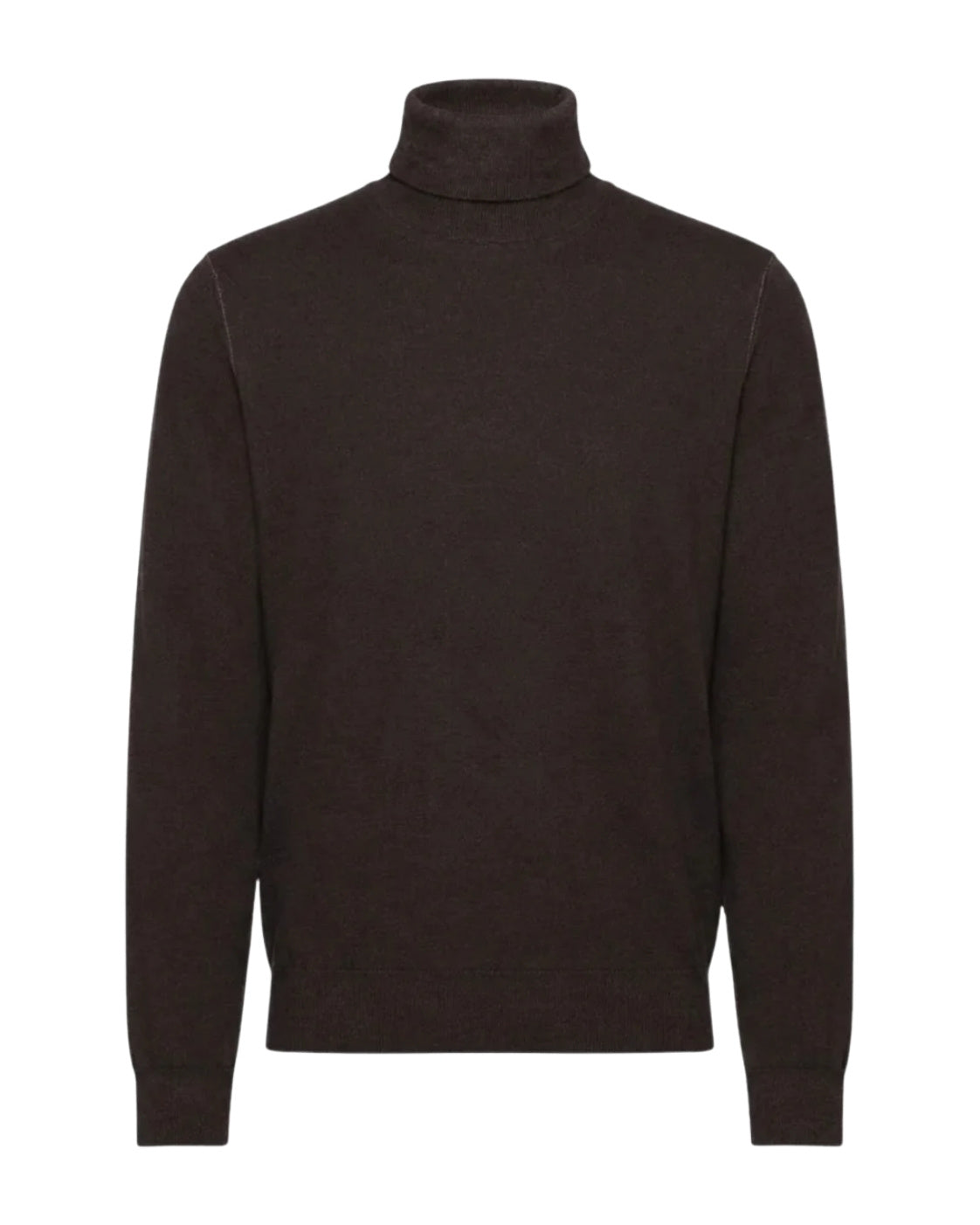 Dunkelbrauner Rollkragenpullover aus Extrafine Merinowolle