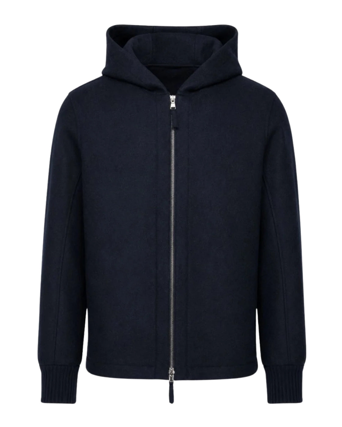 Dark blue slim-fit cashmere hoodie