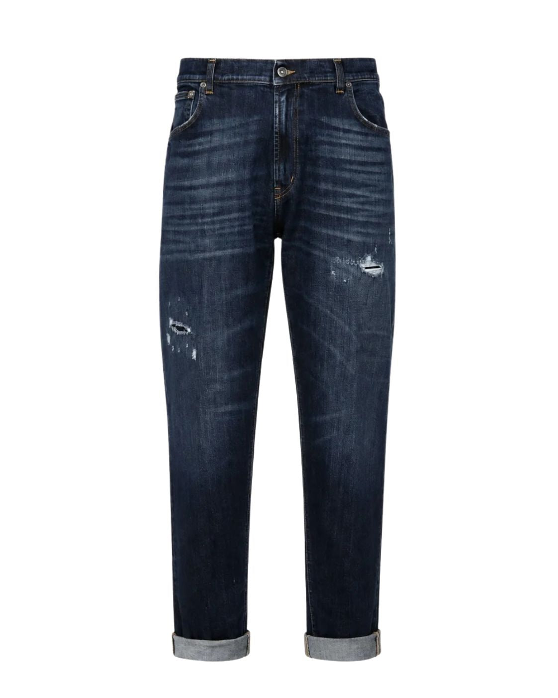 Dark blue cotton loose-fit jeans