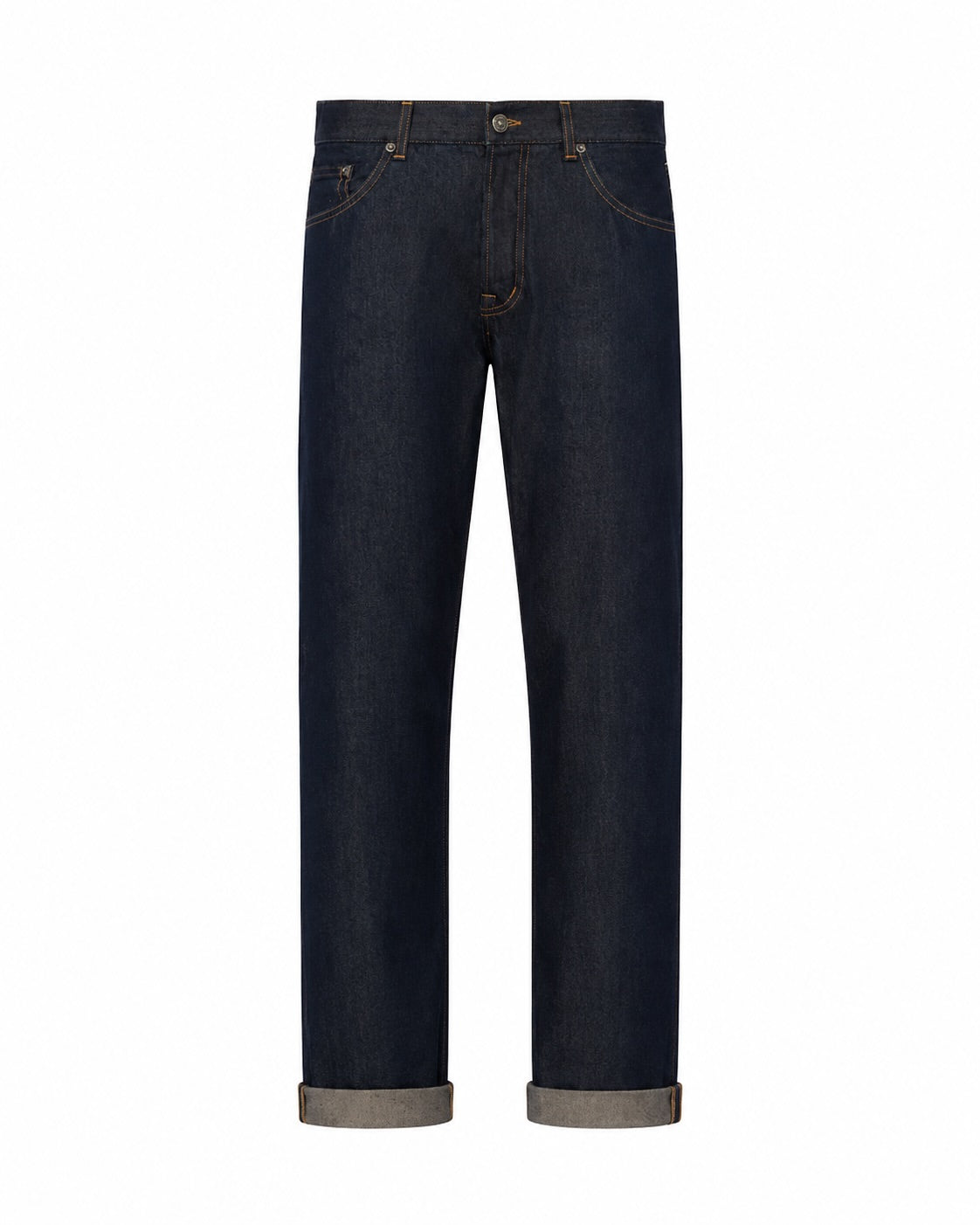 Raw denim jeans straight leg made of cotton