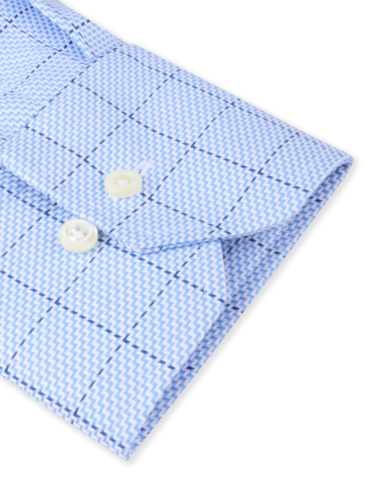 Light-blue checked twofold cotton twill shirt