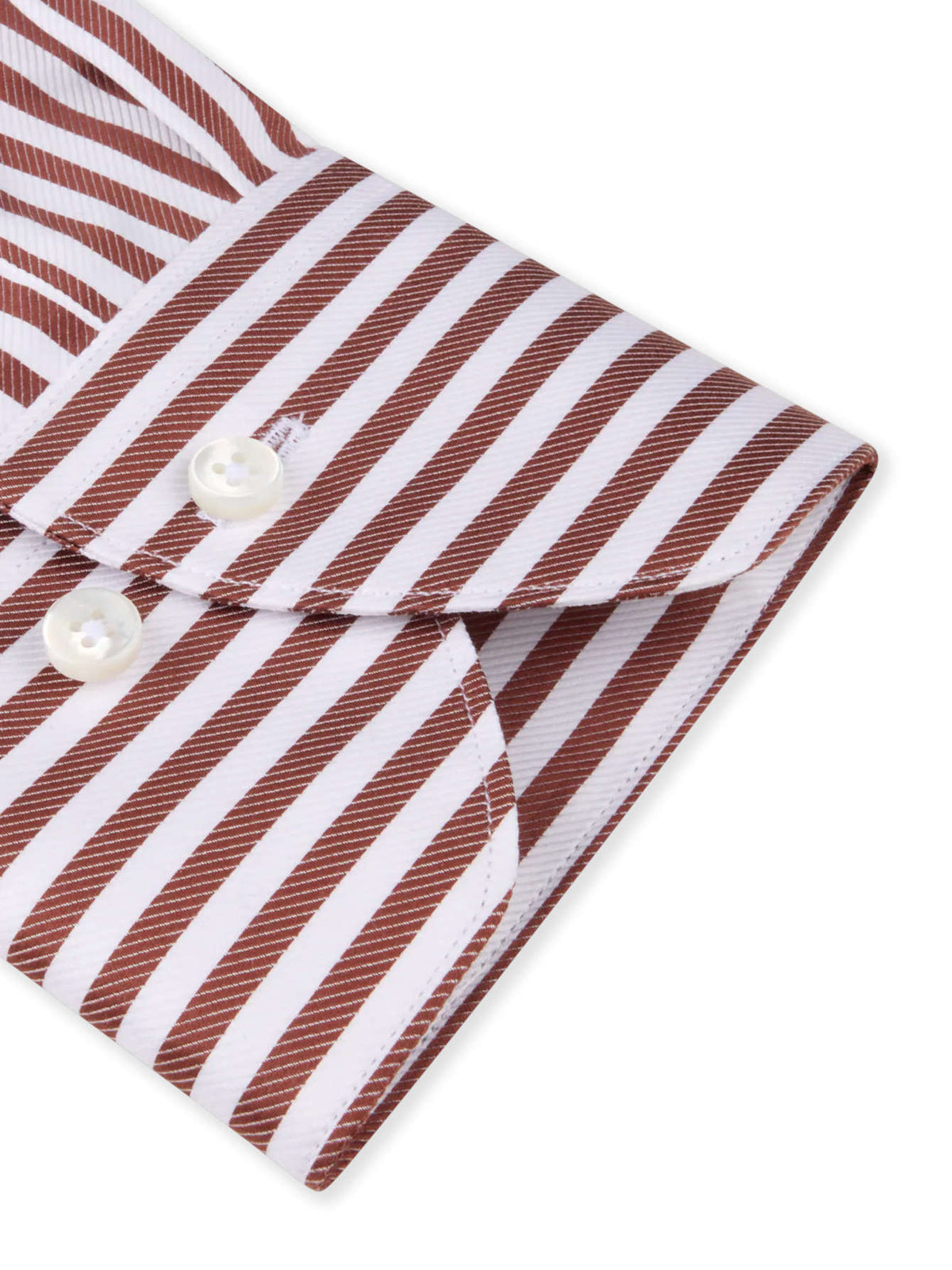 Dark Orange Striped Twofold Cotton Twill Shirt