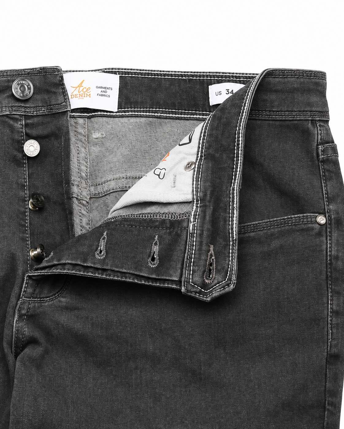 Regular Fit Jeans in Cotton and Lyocell Anthracite