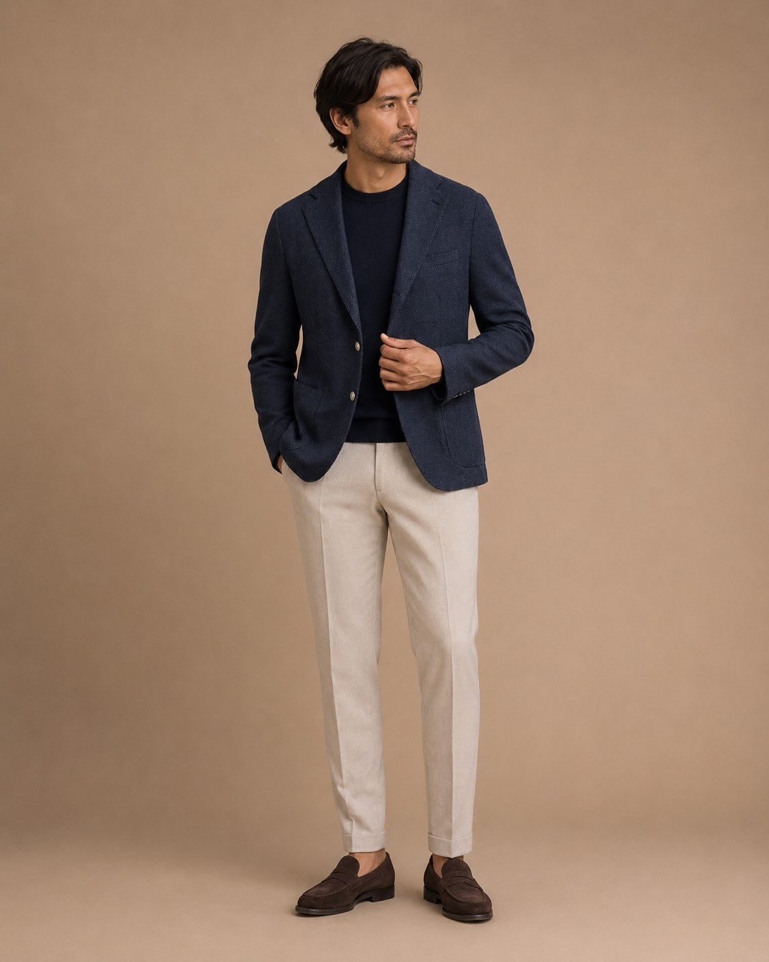 Baumwollmix Fischgrat Blazer Slim Fit