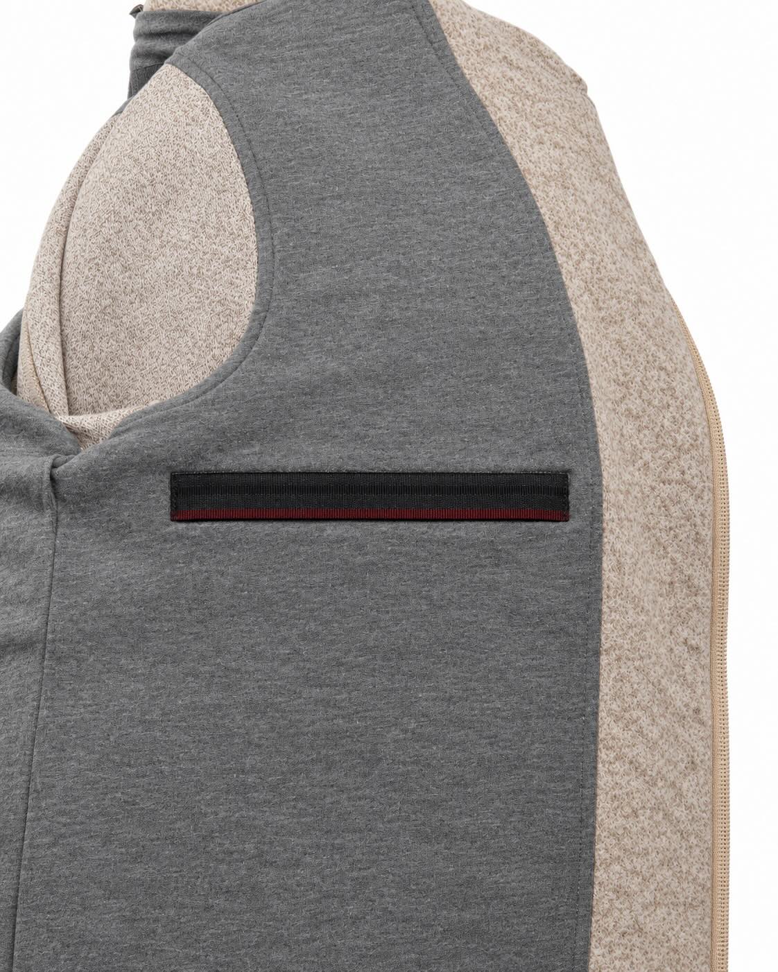Hooded jacket in cotton and wool in beige