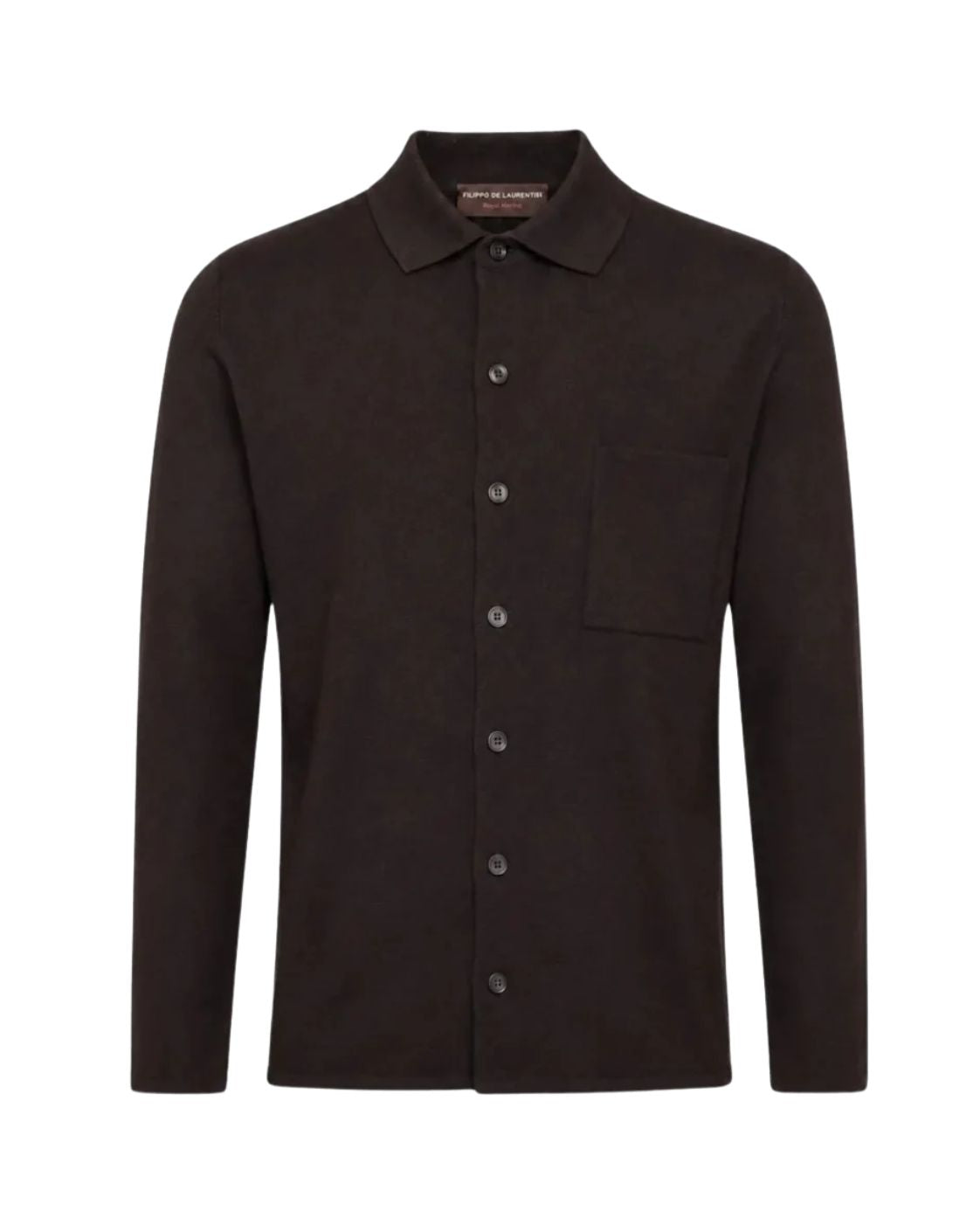 Dark brown overshirt made from Superfine 120's Merino wool