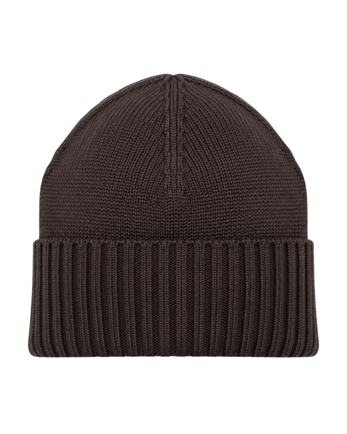 Dark brown virgin wool beanie with brim